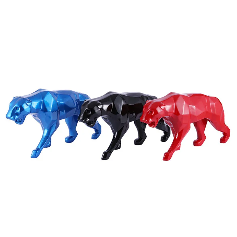 

Top Quality Geometric Leopard Sculpture Resin Crafts Panther Statue Home Decoration Commercial Plaza Furnishings