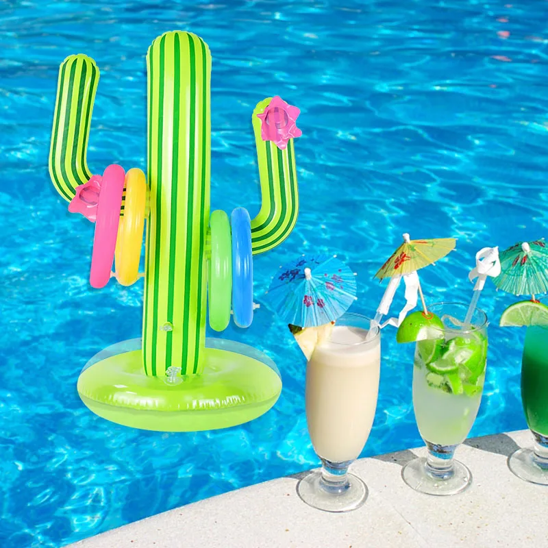 

Inflatable Cactus Ring Toss Game Set Floating Pool Toys Summer Beach Party Bar Favors Supplies Outdoor Swimming Pool Accessories