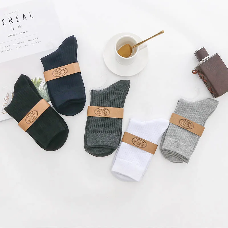 Носки мужские осенне зимние однотонные в стиле хип хоп 5 пар|Мужские носки| |