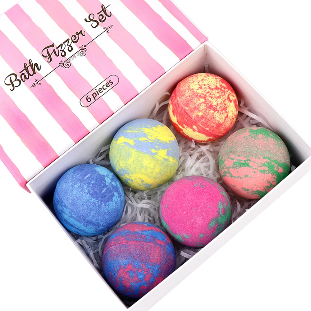 

6pcs Skin Care Scented Essential Oil Bath Bombs Bath Salt Oil-control Bubble Ball Set SPA Moisturizing Whitening Body Cleaner