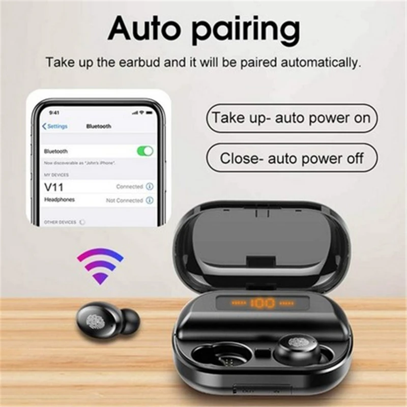 Наушники-вкладыши TWS с 2400 мА/ч IPX7 2019 Беспроводной Bluetooth 5 0 сопротивление разрыву CVC