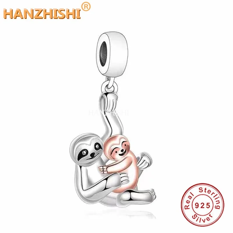

Animal Mother Holding Her Child Pendant Beads Fit Original Pandora Bracelet Necklace Authentic 925 Sterling Silver DIY Jewelry