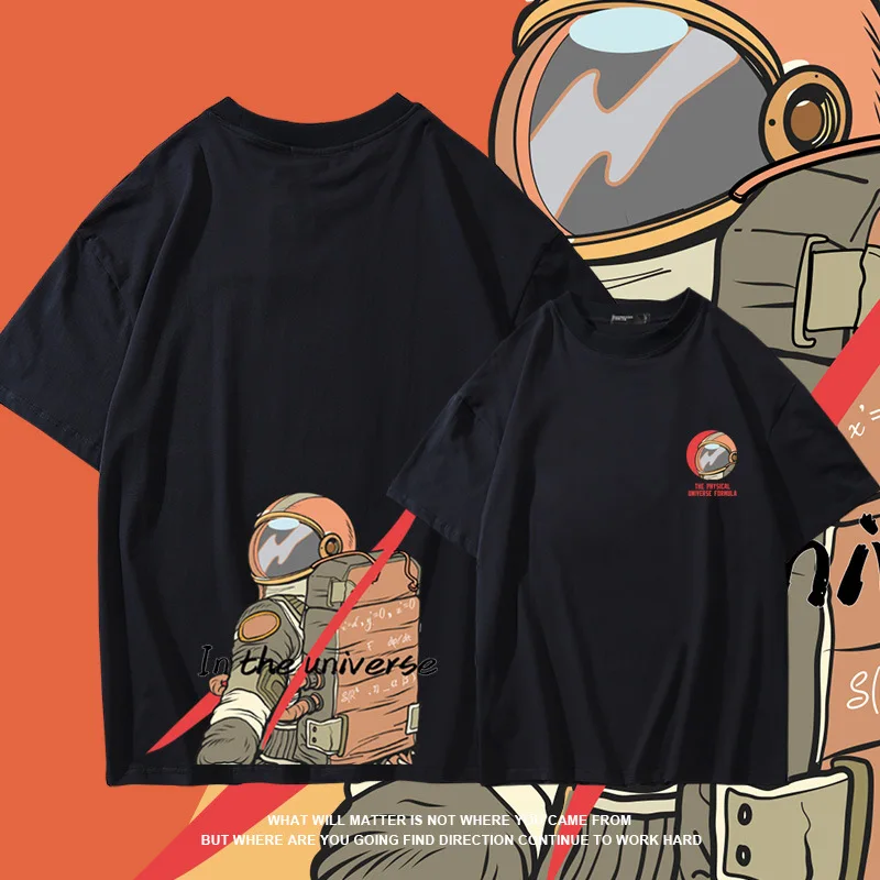 

Astronaut Hip Hop Oversize T Shirt Couple Streetwear American Hand Painted Tshirt Short Sleeve Cotton Loose T-Shirt 2021 Summer