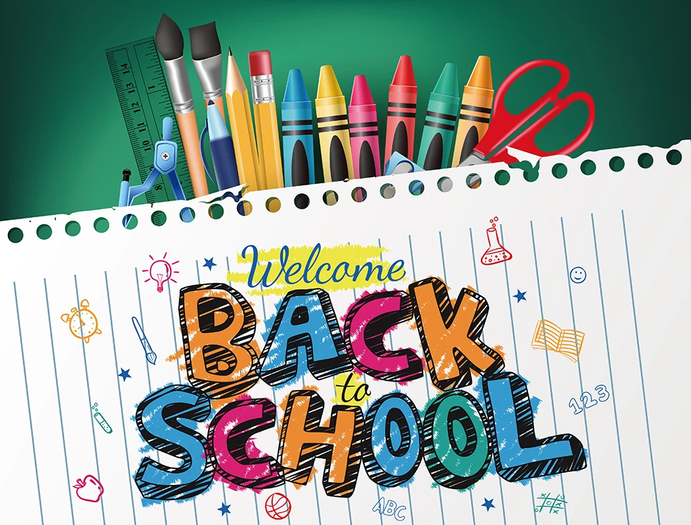 Welcome Back to School Photograph Background for Students Pen and Notebook Photo Backdrop For Studio Banner W-2237 | Электроника