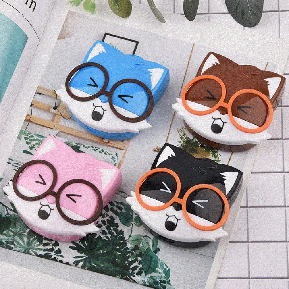 AudWhale милый мультфильм лиса контейнер для линз Женская Девушка контакт объектив