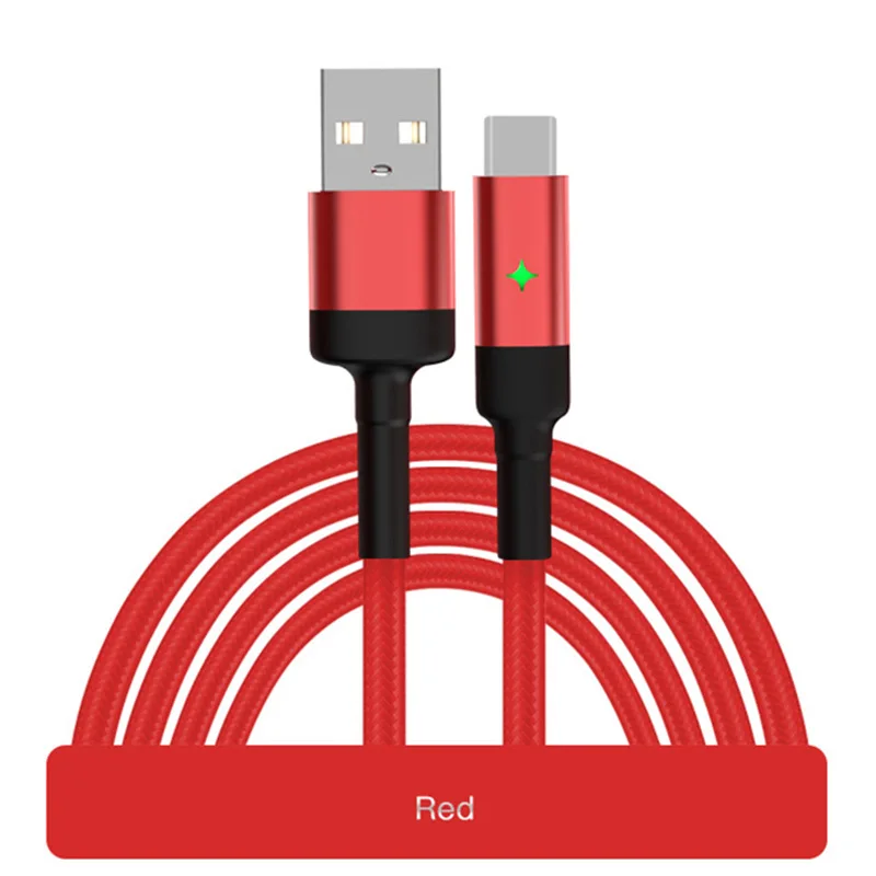 Usb type-C кабель для iPhone X XS XR 7 8 Plus автоматически отключается Быстрая зарядка для samsung S9 светодиодный кабель для синхронизации данных - Тип штекера: Red