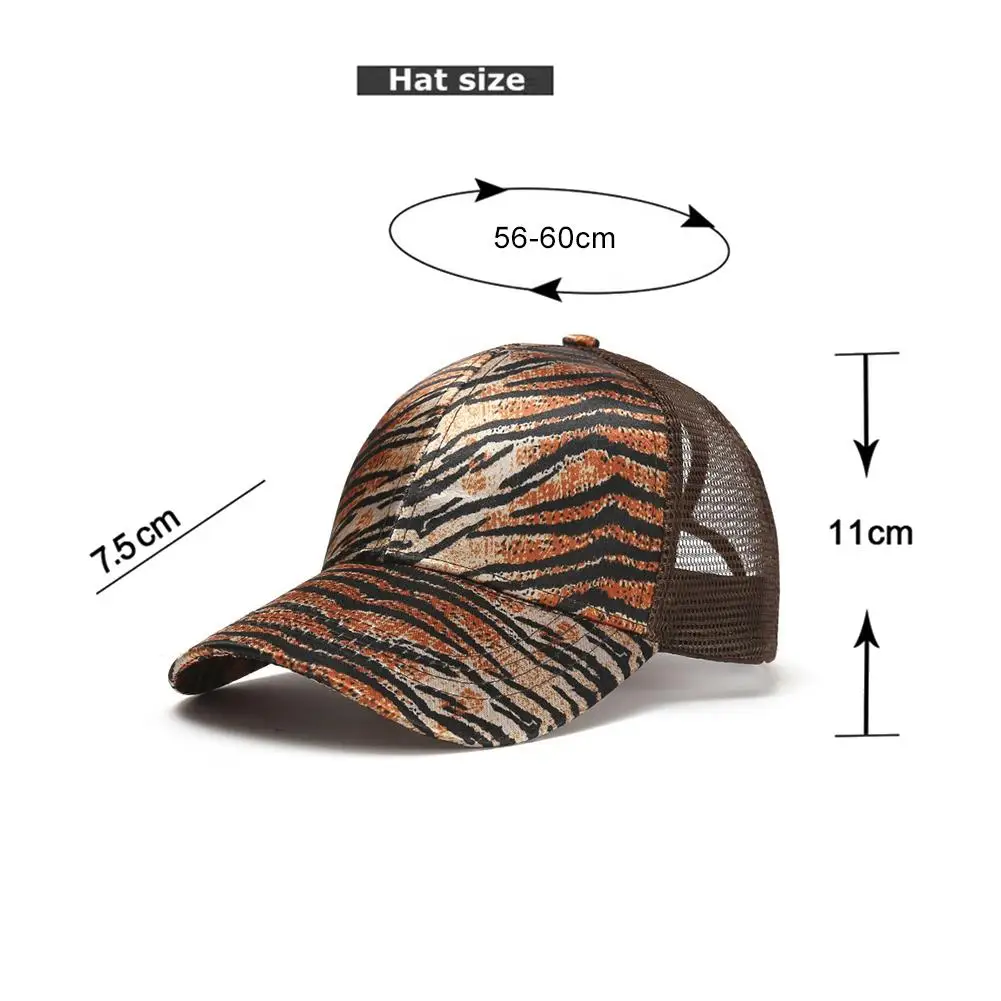 

Women Summer Leopard Print Anti UV Ponytail Hat Outdoor Sports Baseball Cap