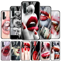 sexy red lips kiss for honor 30 20 10 9x pro plus lite 8x huawei y8p y6p y5p y9 y7 y6 2019 tempered glass phone case