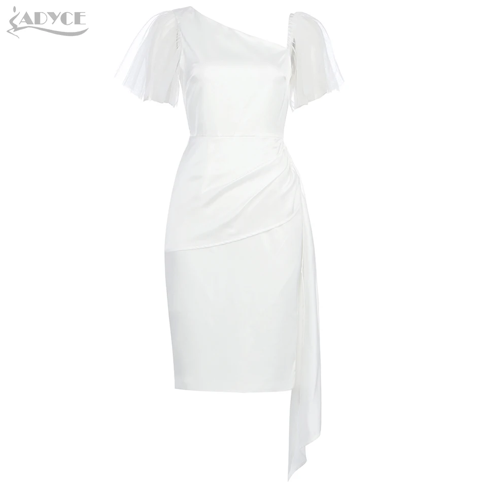 

Adyce New Summer Women Elegant White Lace Party Midi Dress 2021 Sexy Short Sleeve Celebrity Evening Runway Casual Club Dresses