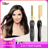 multifunctional hair comb hair straightener anti scalding hot heating comb hair curling straightening tool wet and dry hair