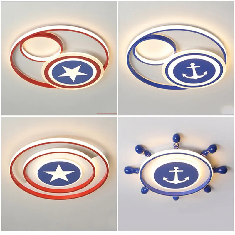 

Boy children's room lamp bedroom lamp simple modern led ceiling lamp cartoon US captain baby room lamp