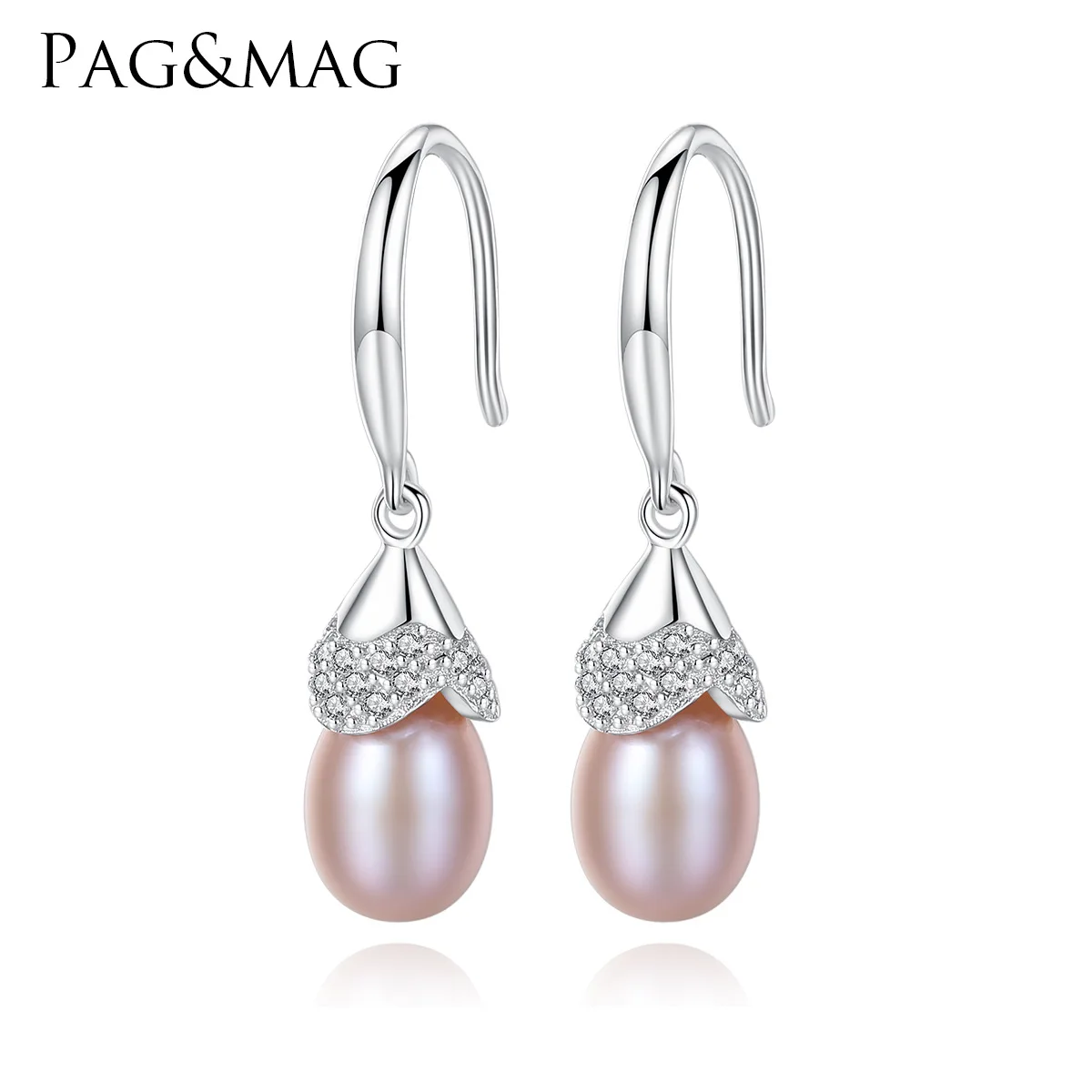 

PAG & MAG S925 Sterling Silver Earrings temperament celebrity natural fresh water pearl earrings