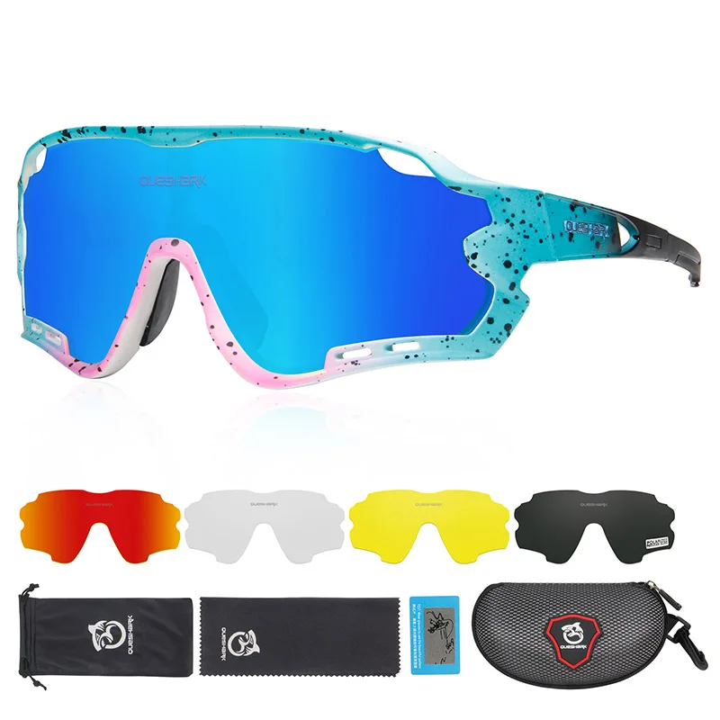As Picture Showed Queshark HD поляризованные велосипедные очки для мужчин и женщин 5 линз MTB дорожный велосипед TR90 рама - Цвет: As Picture Showed