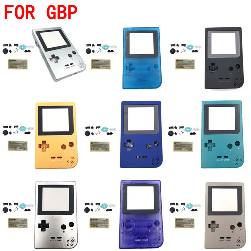 Full Game Case Cover Housing Shell with start / serect pad for gameboy pocket for GBP shell kits with buttons / sticker label