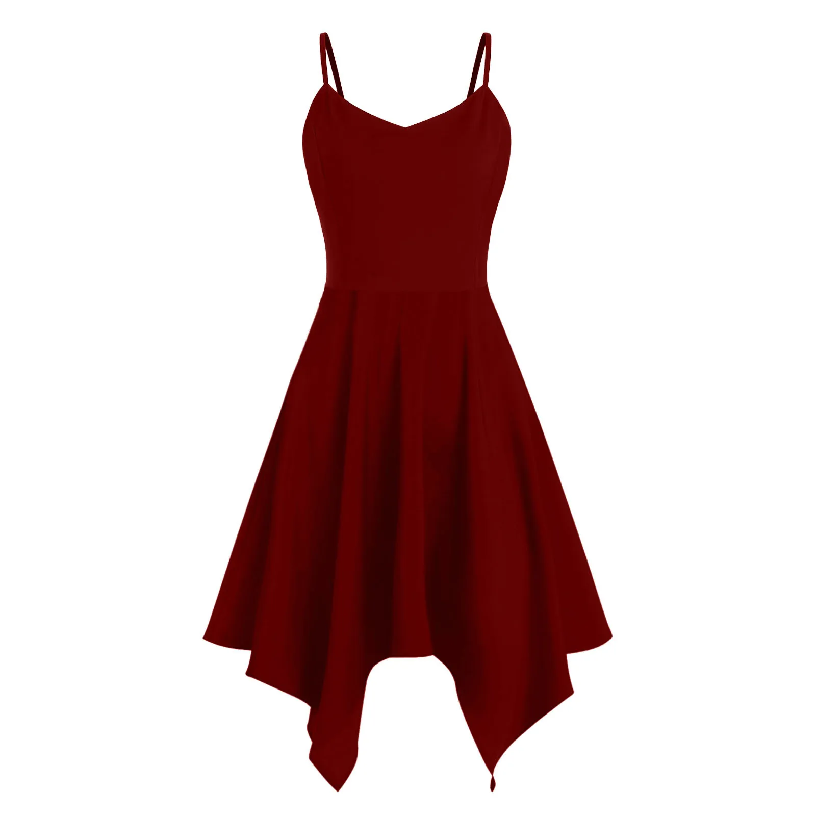

Women Plus Size Dress Summer Solid Color Asymmetric Sleeveless Spaghetti Strap Dresses Female Casual Party Daily Dress#35