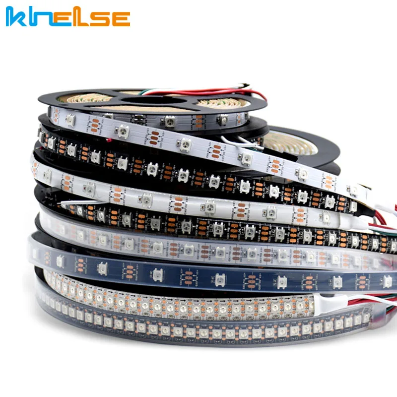 5m WS2811 Светодиодные ленты DC 12V RGB 30/48/60 светодиодный s смарт Addressable пикселей черный