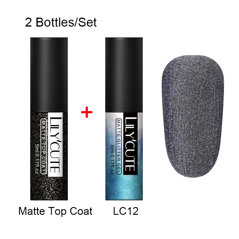 2 Bottles 12 LILYCUTE матовое верхнее покрытие Цвет УФ-гель для ногтей Полупостоянный личная гигиена лак для ногтей, маникюр Гель-краска для ногтей маникюр - Цвет: 2 Bottles 12
