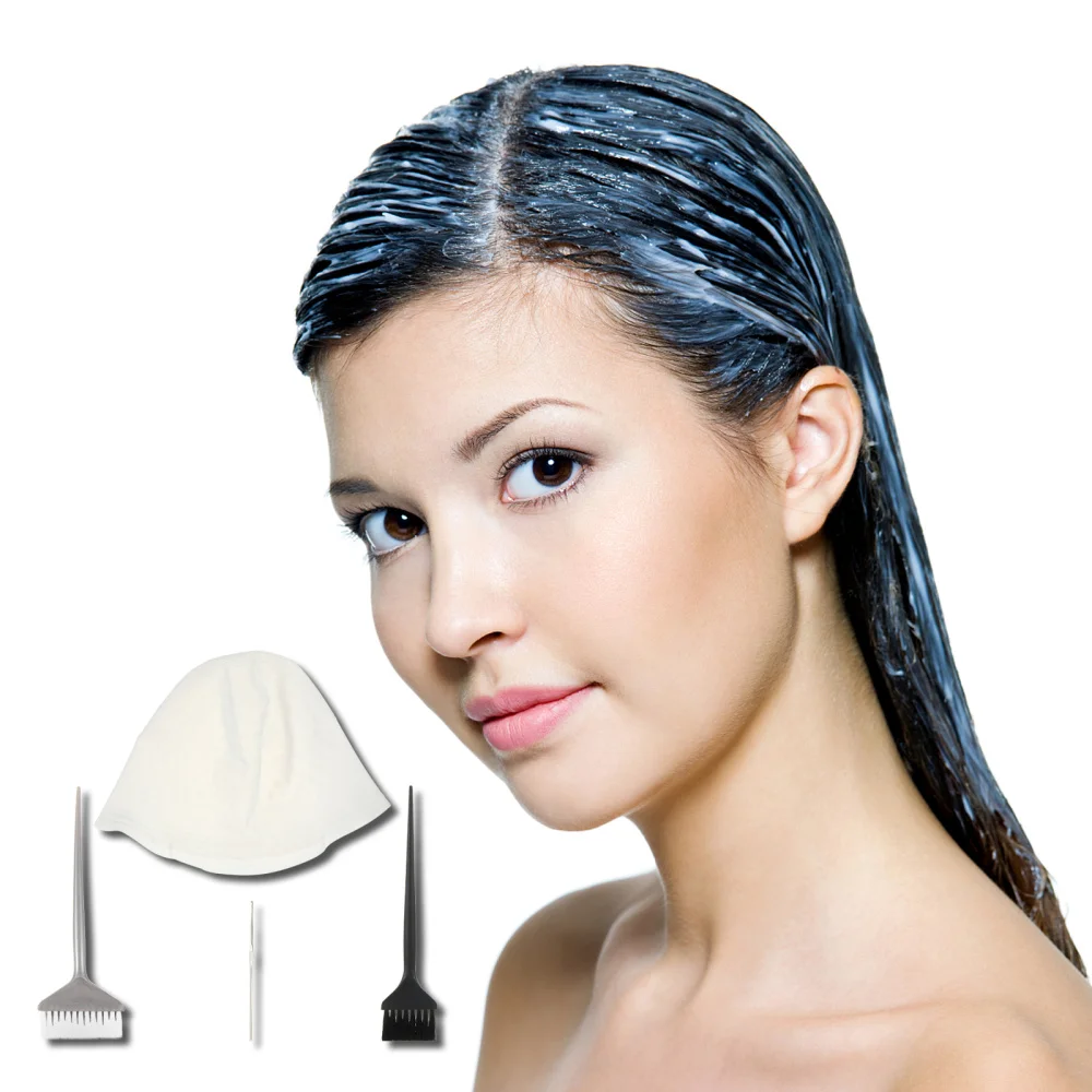 

4pcs Practical Hair Coloring Hat with Hook and Brushes Hair Dye Supplies
