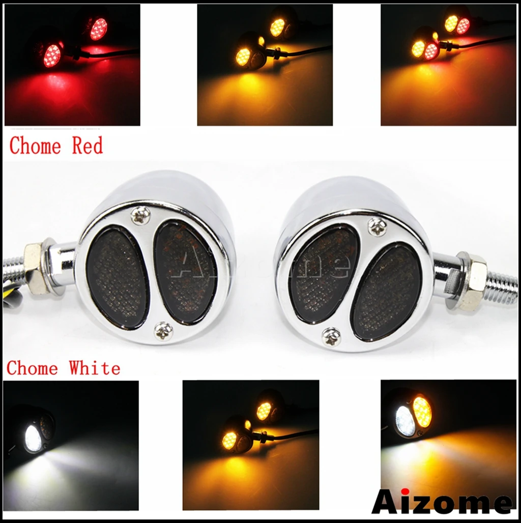 

Светодиодный указатель поворота для мотоцикла, 12 В, 10 мм, стоп-сигнал, мигающая фара для Harley Chopper Bobber Cafe Racer, красные/белые светильники