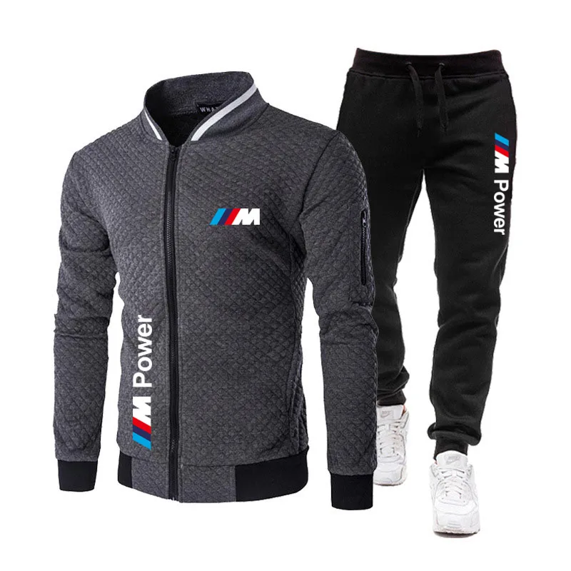

Zipper sweater men's fashion BMW spring and autumn casual patchwork fleece warm hooded sweater men's street style jacket suit