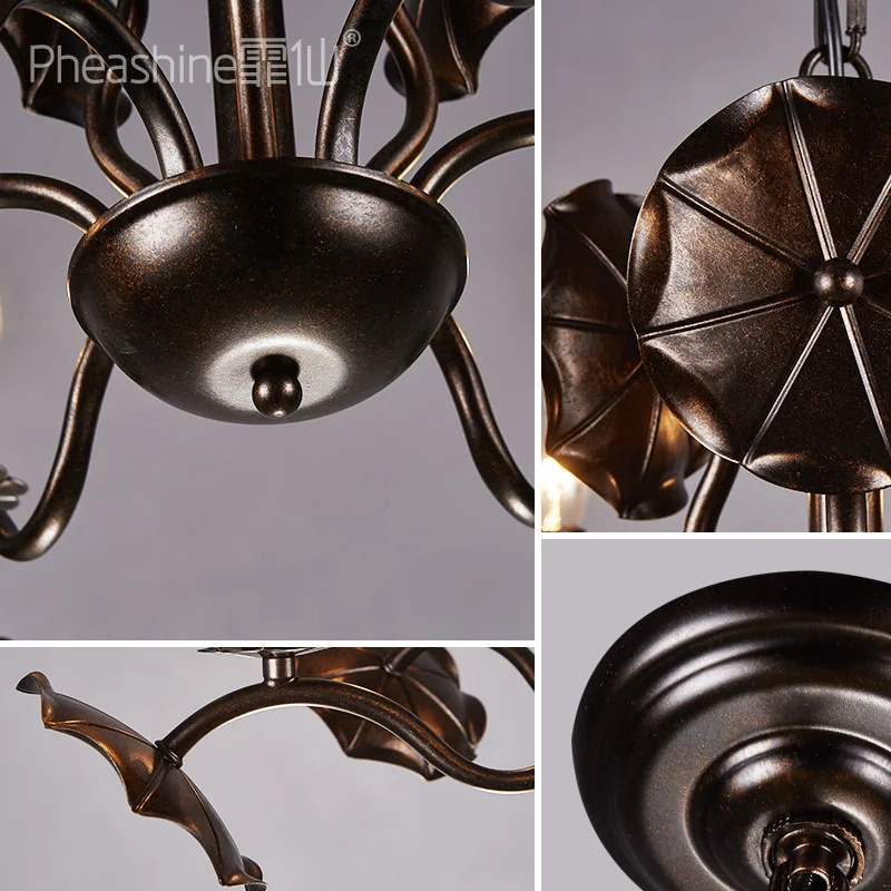 

Loft vintage dining room cafe living room American wrought iron chandelier creative lighting