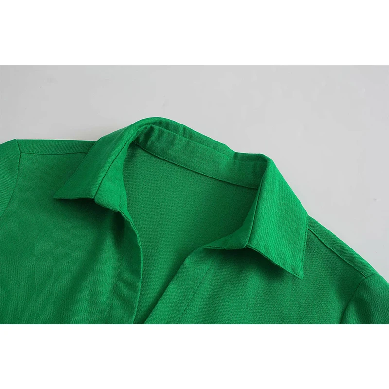 

WXWT Za Women Solid Green Oversize Shirt Long Sleeve 2021 Chic Female Loose Blouse Shirt Tops CD8166
