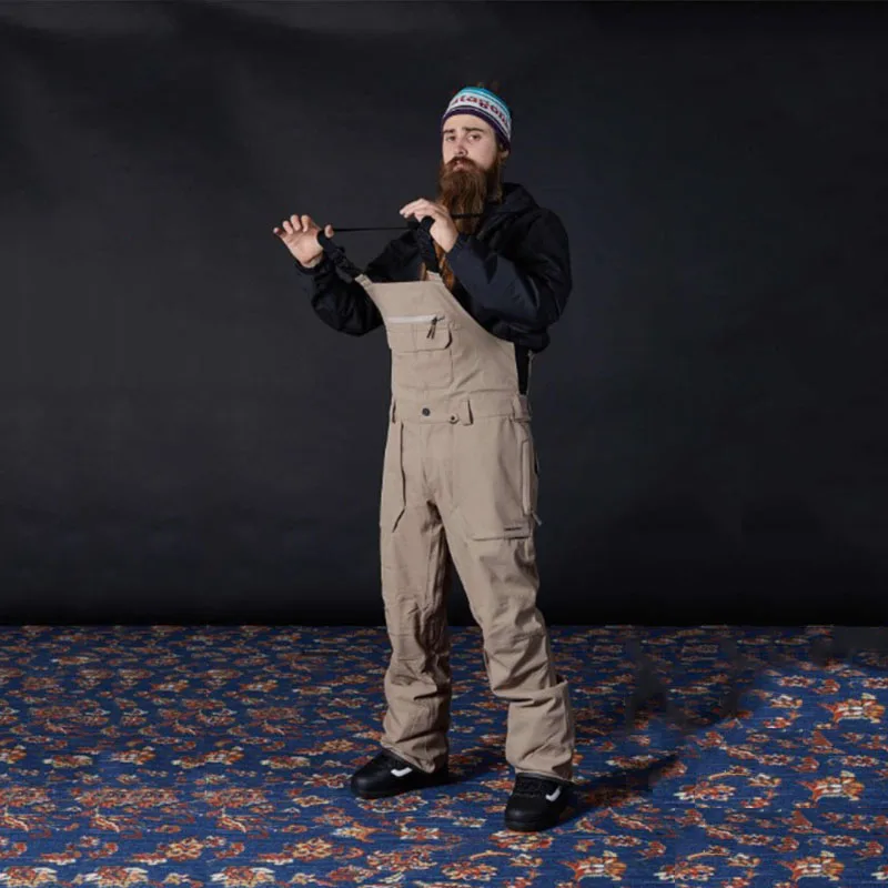 

Dmt.Pstvm Men Ski Pants With Straps Black Khaki Waterproof Jumpsuittrousers Broadcloth Long Pants Thickening Long Pants Man