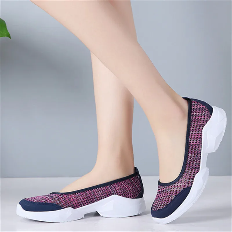 

Summer and autumn new mesh breathable casual flying woven mesh comfortable and light multicolor large size women's shoes