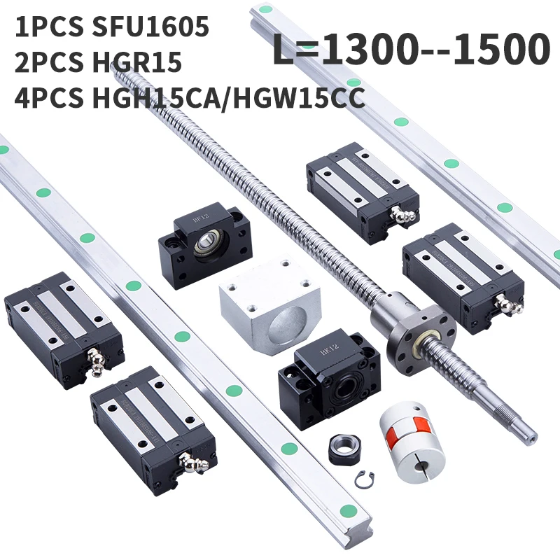 1 SFU1605 шариковый винт + 2 комплекта HGR15 1500 мм 4 HGH15CA /hgw15cc линейная направляющая