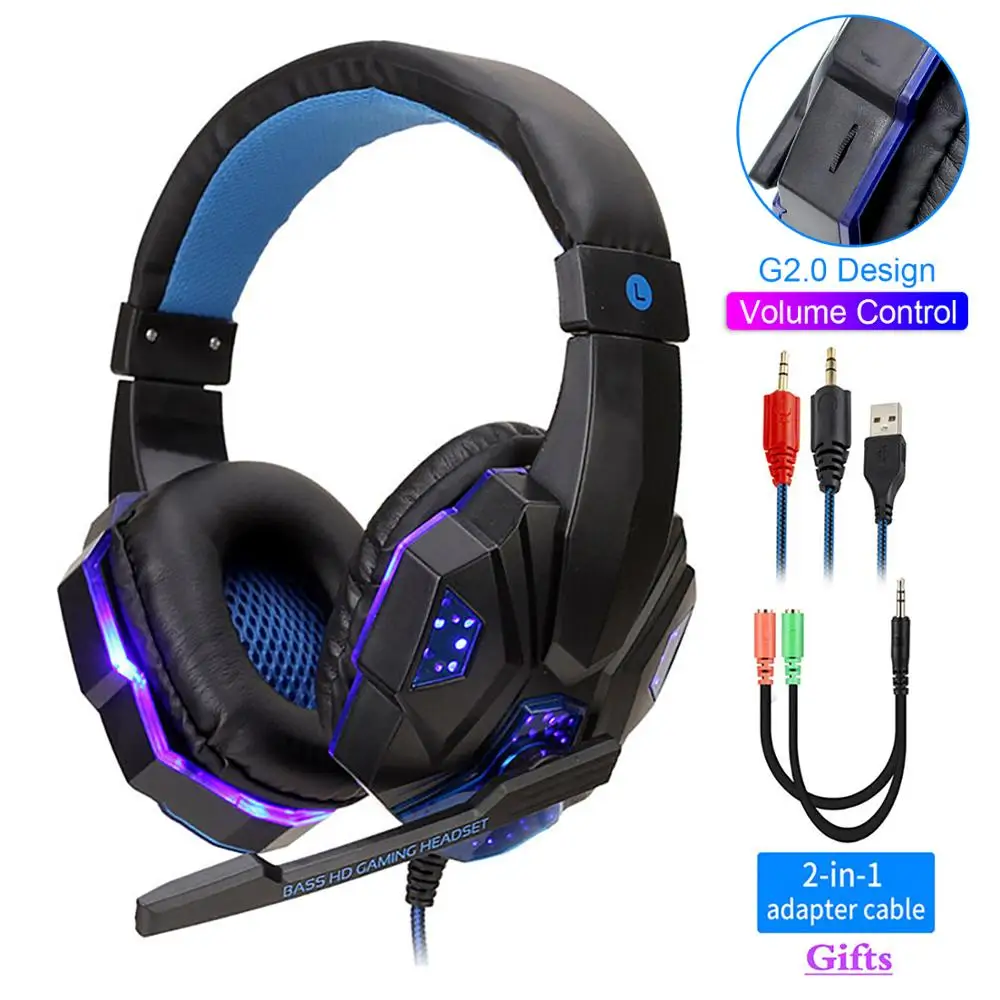 

Professional Led Light Bass Gamer Wired Headset With Microphone For Switch PS4 Computer Gaming Over Ear Headphones For XBox PC