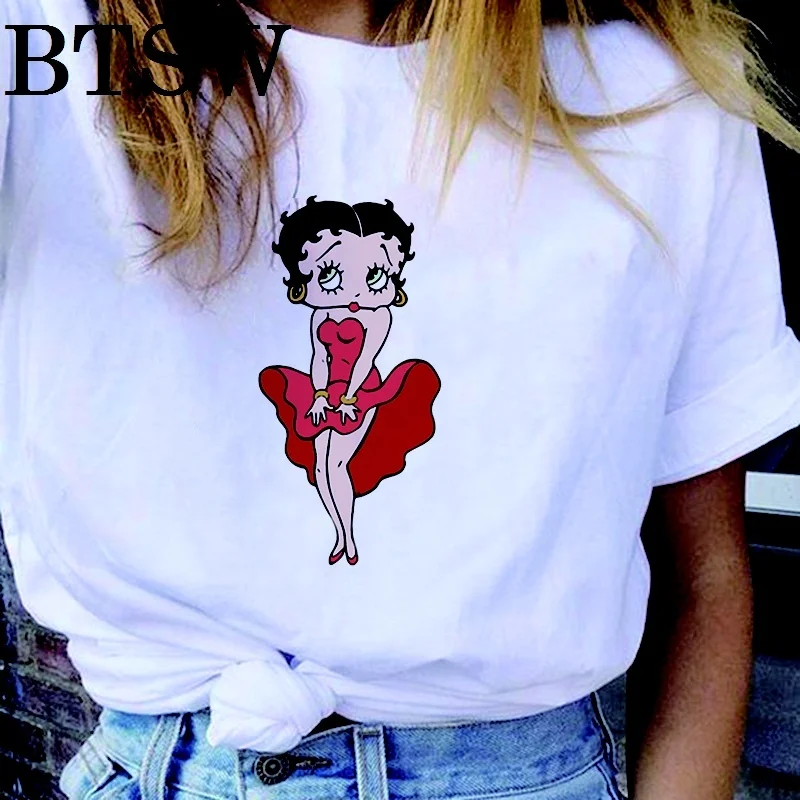2020 женские летние топы футболка Харадзюку с принтом Бетти Буп Camiseta Mujer Femme уличная