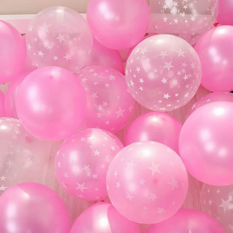 Pink clear 20 шт./лот, розовые прозрачные круглые шары со звездами, прозрачные шары из латекса с гелием для вечеринки в честь Дня Рождения, Детские шары для свадьбы, Декор - Цвет: Pink clear