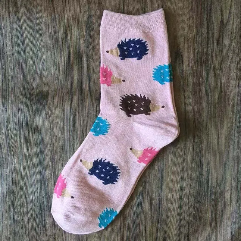 

Harajuku Spring Socks Women Cartoon Animals Print Middle Tube Socks for Girls Soft Cotton Elastic Female Socks Sokken