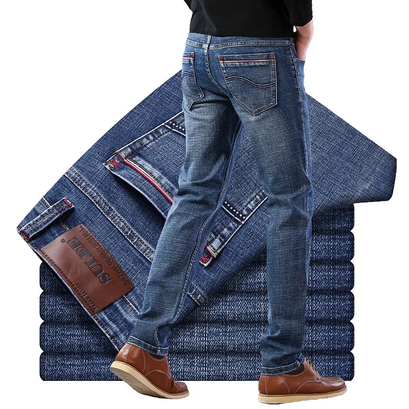 

SULEE Brand 2020 Mid Straight Regular Men's Jeans Trousers Vintage Mens Clothing Men Jeans Autumn Breathable Soft