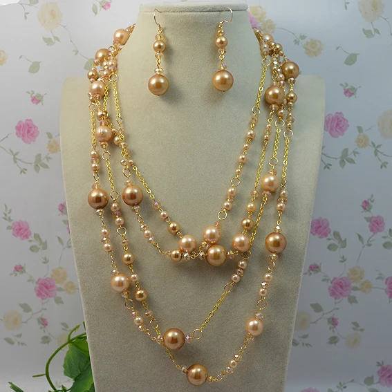 Новый уникальный дизайн комплект ювелирных изделий из жемчуга АА Южное море