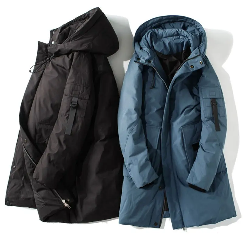 New down jacket men's middle and long coat thickened work clothes Korean fashion couple winter men's coat