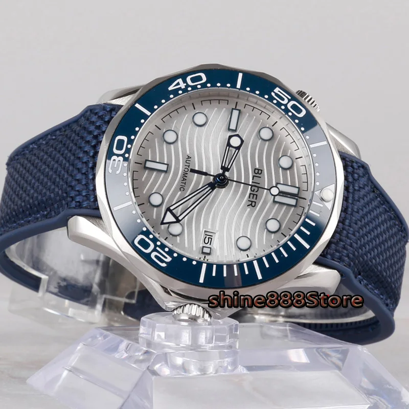 Мужские автоматические механические светящиеся водонепроницаемые часы Bliger 41 мм