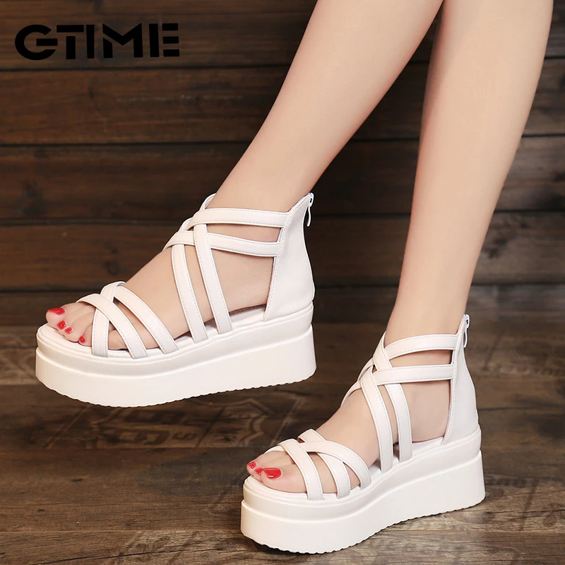 

2021 Sandals women's summer women's slope heel thick bottom open toe new ZIPPER HIGH HEEL SANDALS#SJPAE-137