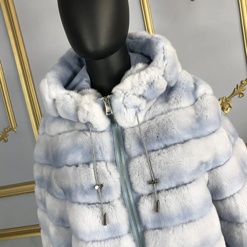 Пальто из натурального кроличьего меха зимняя женская новая модная стеганая