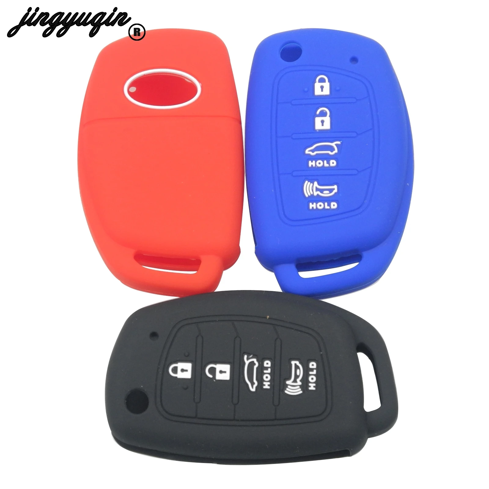 

jingyuqin 4B Silicone Car Key FOB for Hyundai Santa Fe XL ix45 i10 i20 i30 i35 i40 Genesis Rubber Case Cover Shell Protect