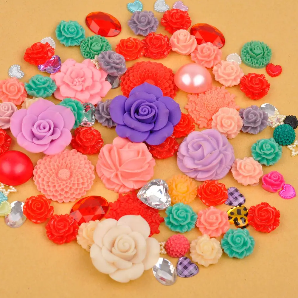 

100 шт набор цветов материал 3D резиновые кабошоны из смолы Diy Свадебные Заколки Аксессуары для скрапбукинга ремесло RC-05