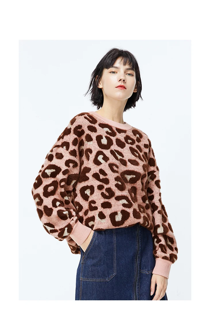 ONLY2019 sets new winter loose leopard long-sleeved sweater knit female | 119313543