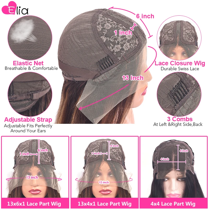 

Elia Dark Blue 1B Blue Lace Front Wig Silky Straight Hair Brazilian Human Hair Remy Hair HD Transparent Lace Nature Hairline