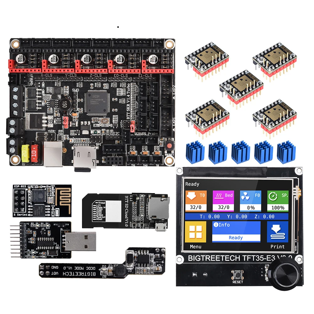 Запчасти для 3D-принтера BIGTREETECH SKR V1.4 Turbo + TFT35 E3 V3.0 TMC2209 TMC2130 TMC2208 CR10 Ender 3 V2 комплект