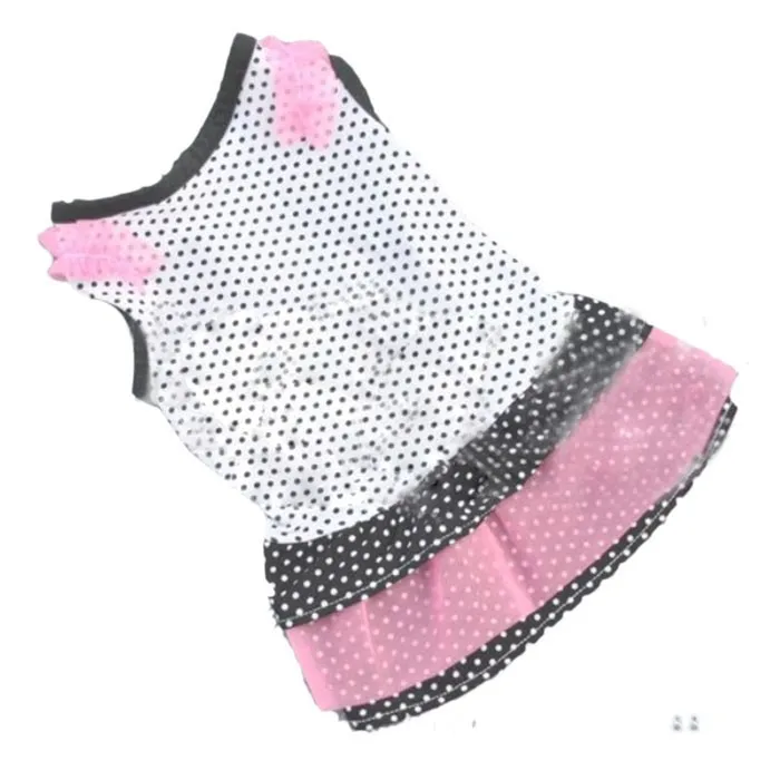 

Retro White Polka Dot Dress For Pet Cats And Dogs Breathable Summer Pet Clothes Fashionable Cute Pets Skirt Pet Decorations#5
