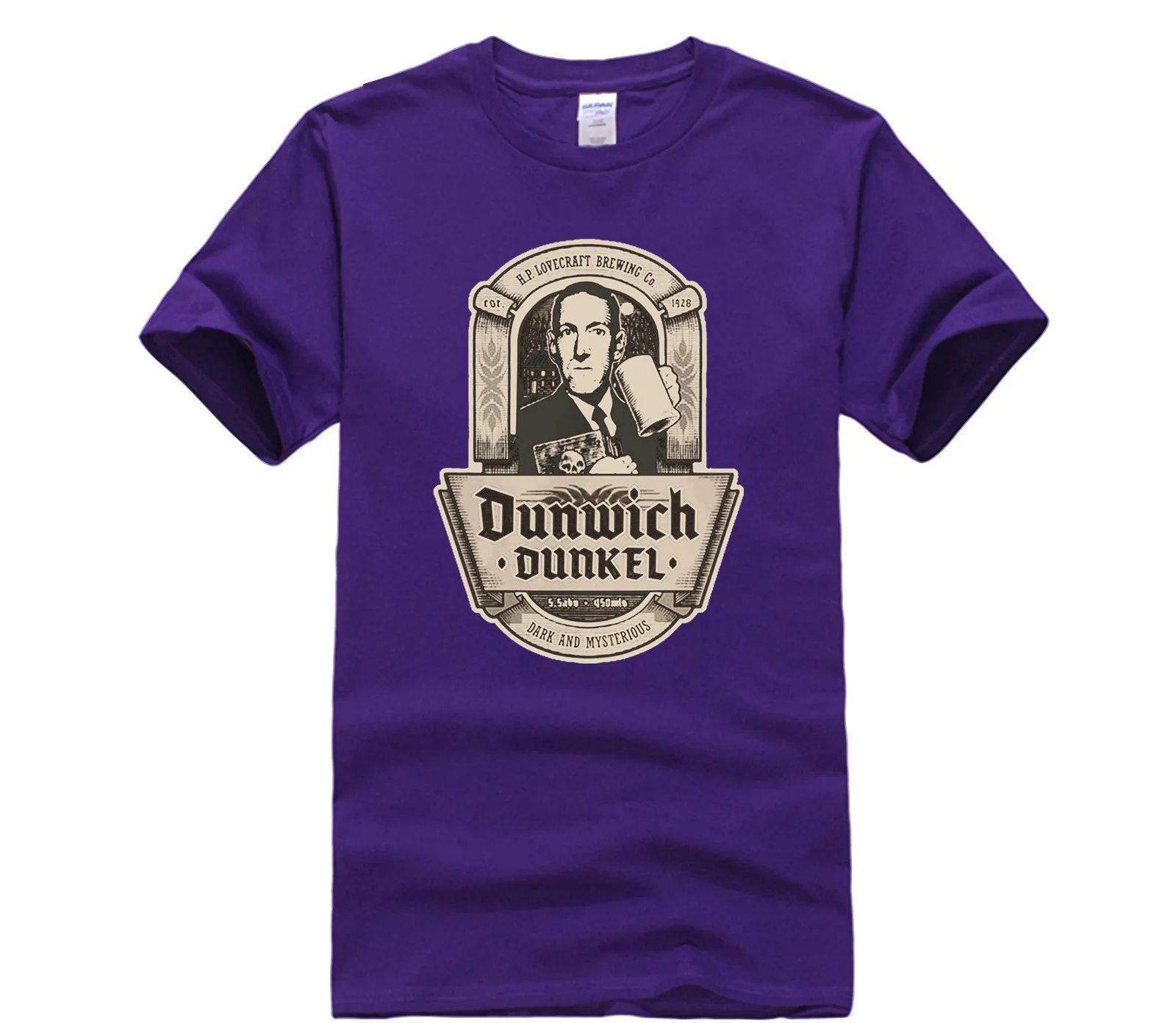 

New Summer Men's Casual Print T Shirt Man Cotton DUNWICH SOMBRE Lovecraft Miskatonic Biere Fashion Street Short Sleeve T Shirt