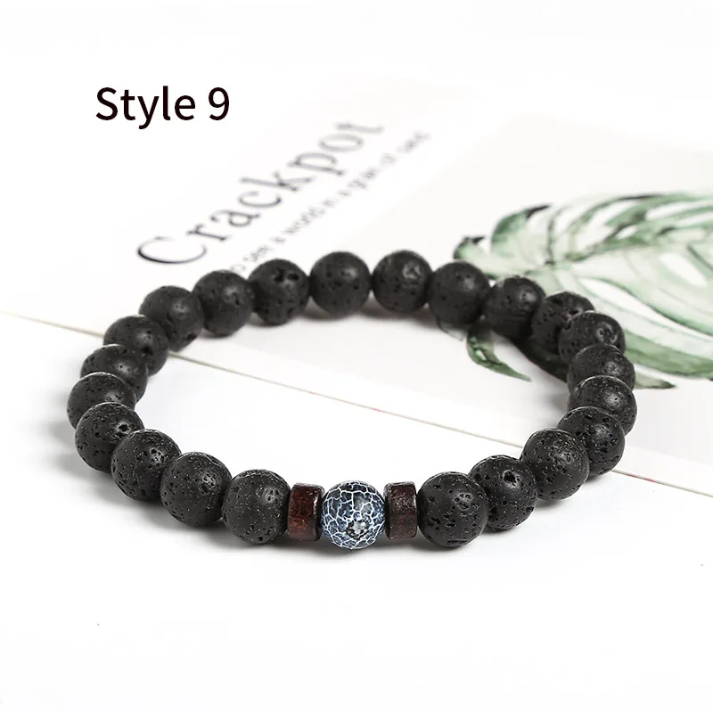 Style 9 JD мужской браслет, натуральный Императорский камень, бусина, тибетский Будда, браслет, чакра, лавовый камень, диффузный браслет, мужские ювелирные изделия, подарок - Окраска металла: Style 9
