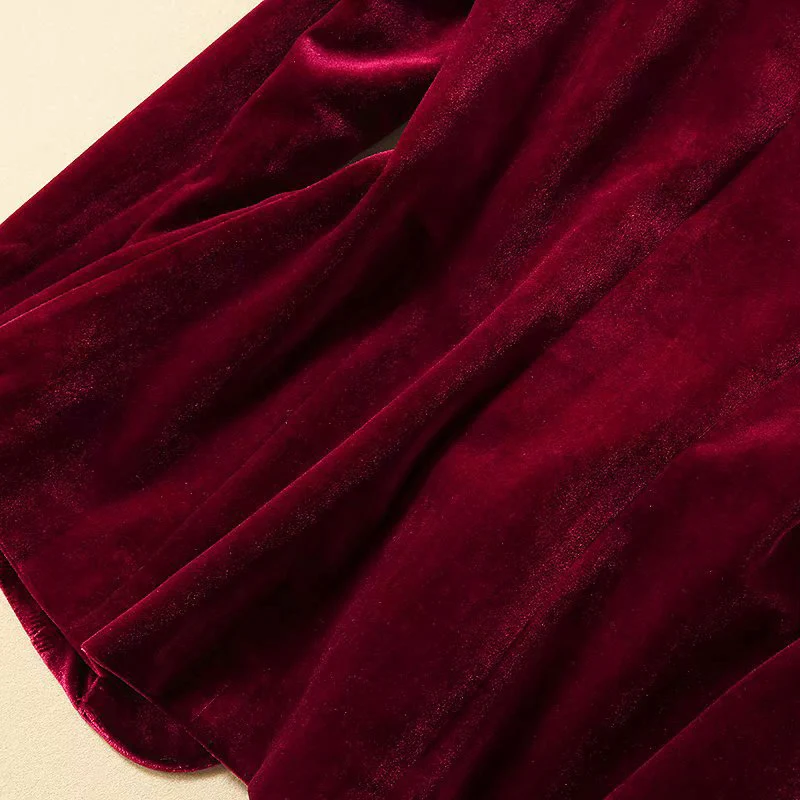velvet 2 piece set women office work suits business casual women outfits wine red long sleeve deep v neck jacket+ long pants