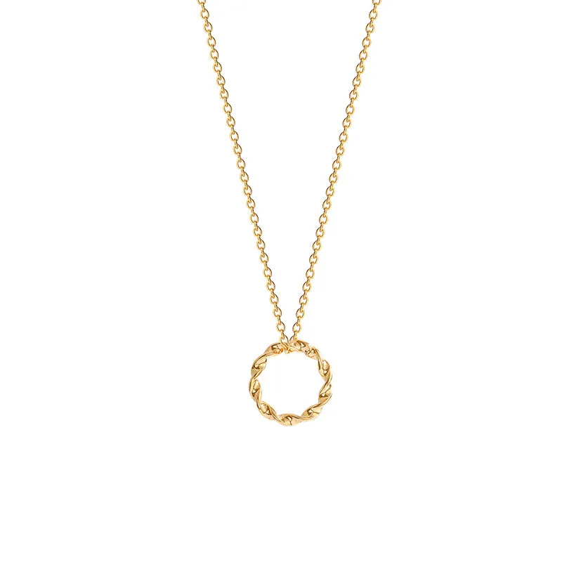 

2021 New Fashion Women Elegant Stainless Steel Circle Pendant Clavicle Chain Necklace Simple Women's Twist Pendant Necklace