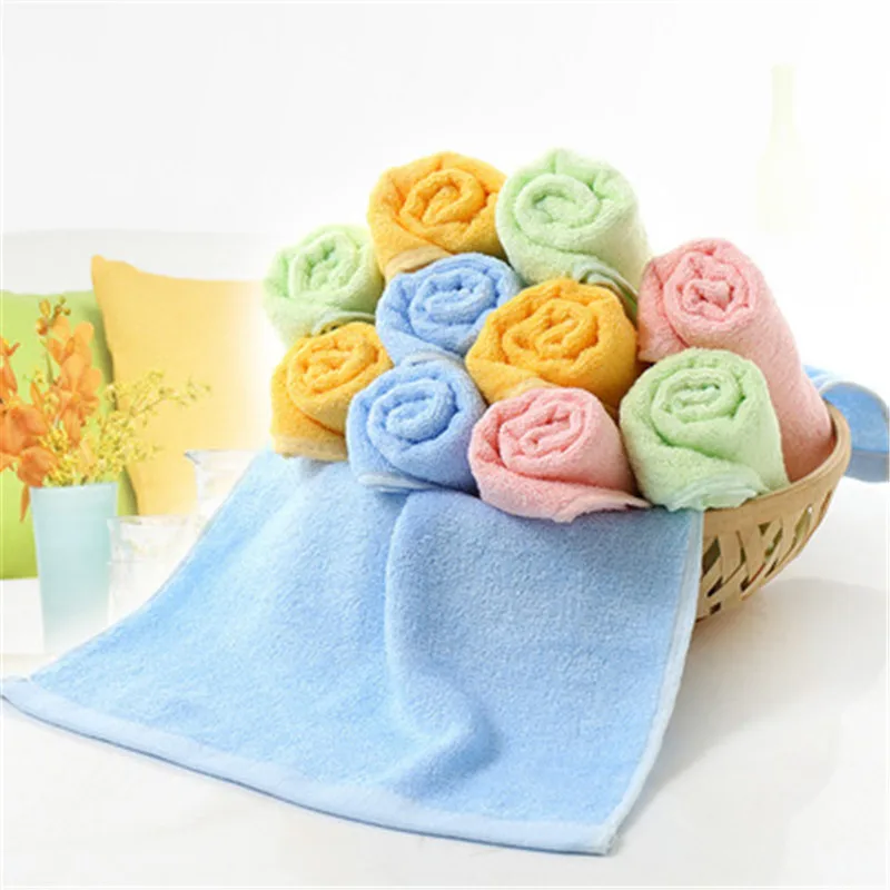 4pcs soft plain bamboo fiber children towel 2550 cm for baby shower bathroom gift pink yellow blue for home bath towel free global shipping